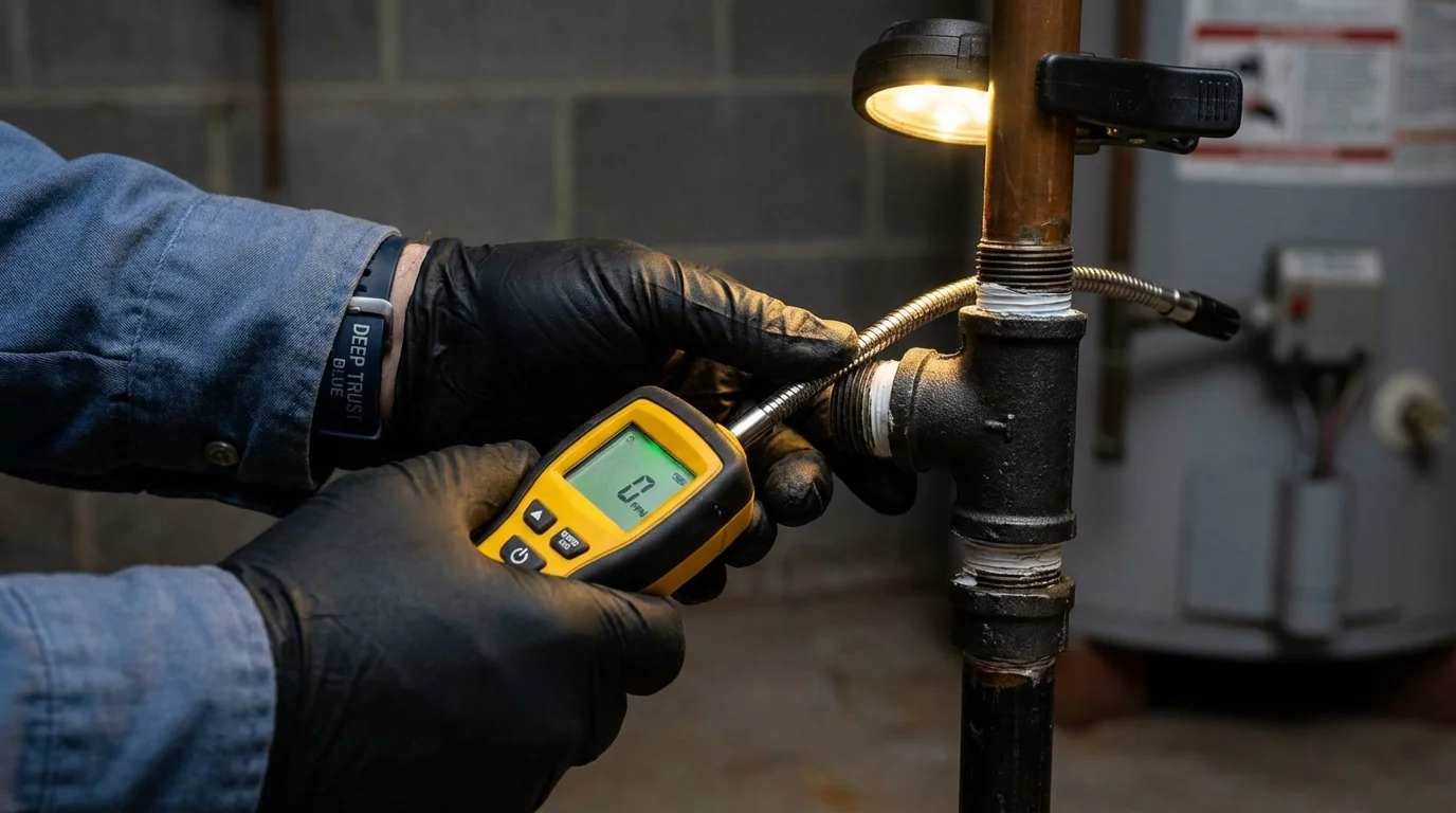 Gas leak detection with electronic sniffer by Johns Plumbing LLC in Oakdale
